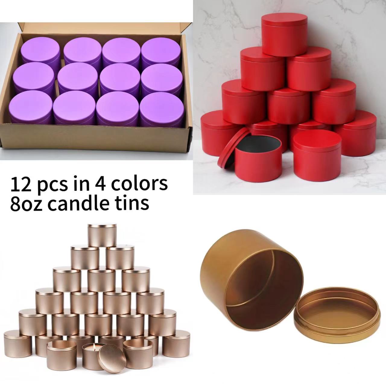 Candle Making Supplies Jars - Kaleng lilin logam 4oz 12 buah