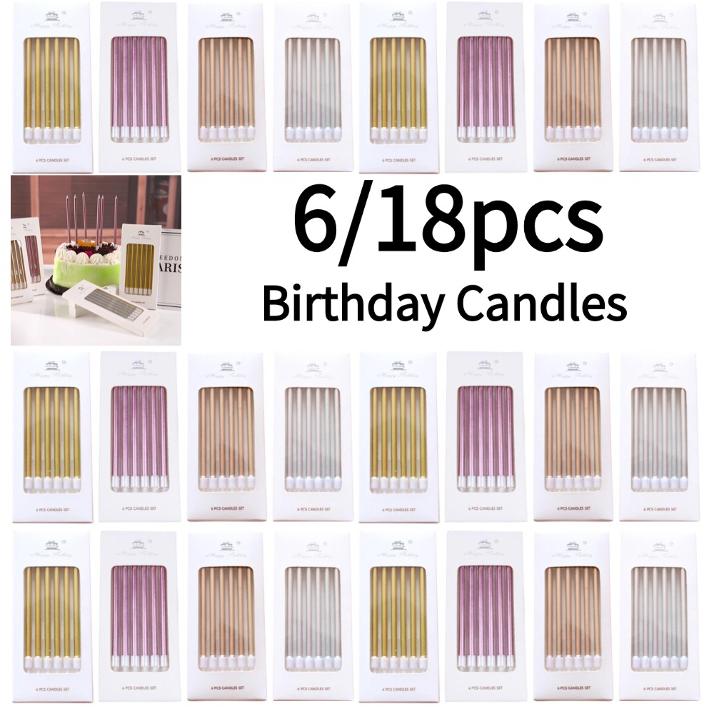 Supplies Of Candle - 6/18pcs Lilin Ulang Tahun Logam Emas