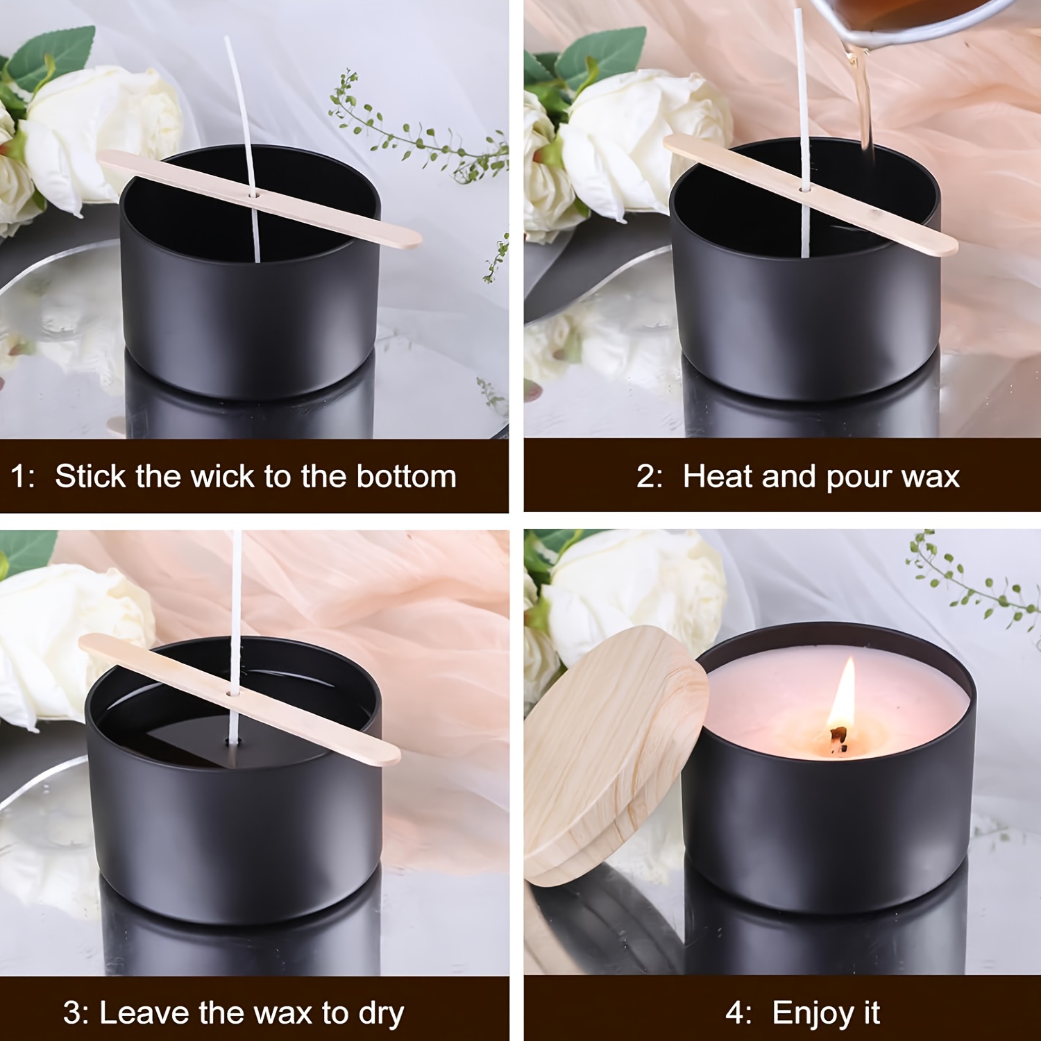 Stoples lilin hitam dengan tut - Candle Making Supplies Jars ulasan dan harga